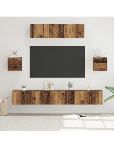 Set mobile TV 7 pcs Legno vecchio Legno multistrato