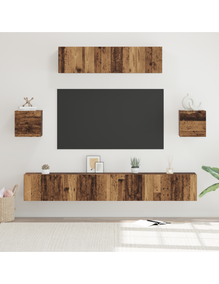 Set mobile TV 7 pcs Legno vecchio Legno multistrato