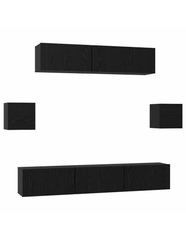 Set mobile TV 7 pcs Rovere Nero Legno multistrato