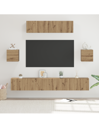 Set mobile TV 7 pcs Rovere artigianale Legno multistrato