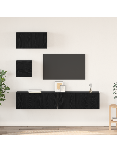 Set mobile TV 4 pcs Rovere Nero Legno multistrato