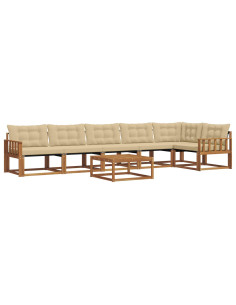 Set di divani da esterno con cuscino 7 pcs Naturale e Beige 2
