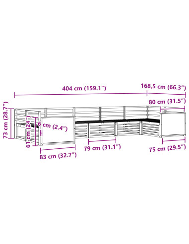 Set di divani da esterno 7 pcs Naturale
