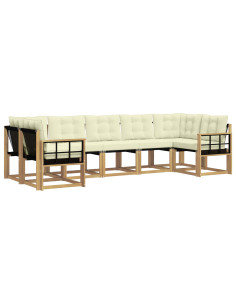 Set di divani da esterno con cuscino 7 pcs Bianco e Crema 2