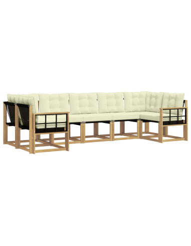 Set di divani da esterno con cuscino 7 pcs Bianco e Crema