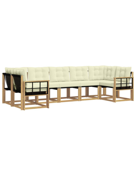 Set di divani da esterno con cuscino 7 pcs Bianco e Crema