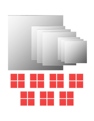 Set di Specchi da Parete 7 pz in Vetro Quadrato
