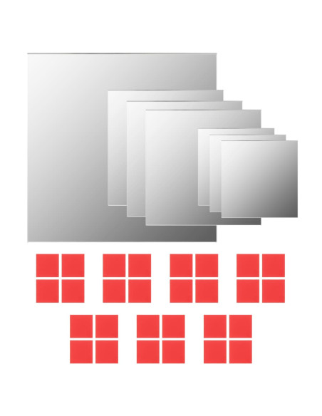 Set di Specchi da Parete 7 pz in Vetro Quadrato