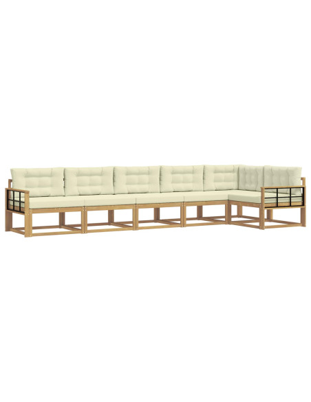Set di divani da esterno 4 pcs Bianco e Crema Poliestere