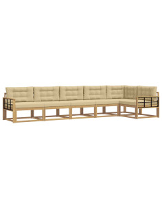 Set di divani da esterno 4 pcs Bianco e Beige Poliestere 2