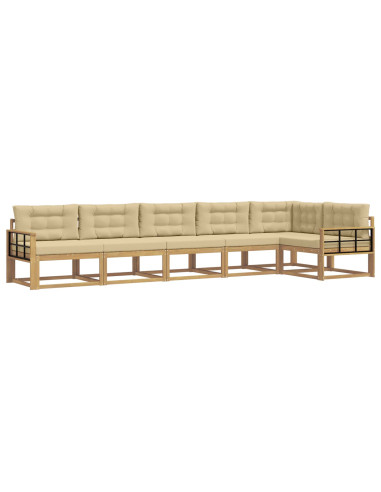 Set di divani da esterno 4 pcs Bianco e Beige Poliestere