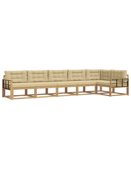 Set di divani da esterno 4 pcs Bianco e Beige Poliestere