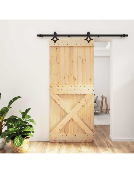 Porta scorrevole Naturale e Nero 90 x 210 cm