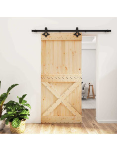 Porta scorrevole Naturale e Nero 95 x 210 cm