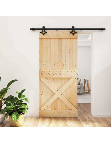Porta scorrevole Naturale e Nero 95 x 210 cm