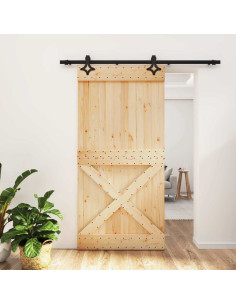 Porta scorrevole Naturale e Nero 100 x 210 cm