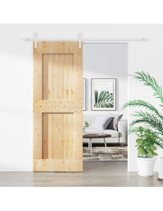 Porta scorrevole Naturale e Bianco 80 x 210 cm