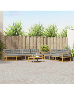 Set di divani da esterno 7 pcs Bianco e Grigio Chiaro