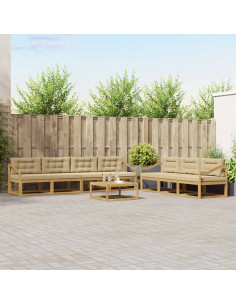 Set di divani da esterno con cuscino 7 pcs Bianco e Beige