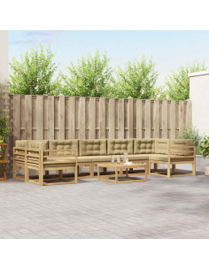 Set di divani da esterno con cuscino 6 pcs Bianco e Beige