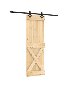 Porta scorrevole Naturale e Nero 70 x 210 cm 2