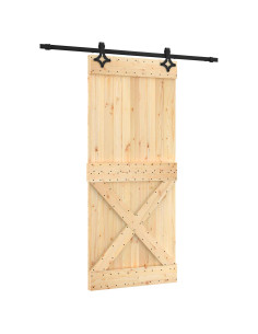 Porta scorrevole Naturale e Nero 90 x 210 cm 2