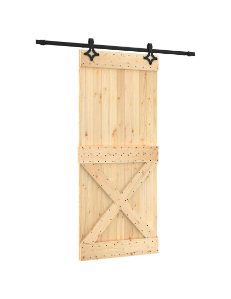 Porta scorrevole Naturale e Nero 90 x 210 cm