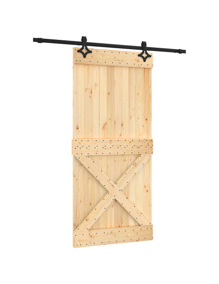 Porta scorrevole Naturale e Nero 95 x 210 cm