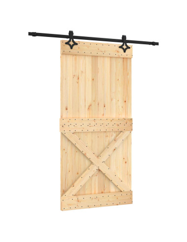 Porta scorrevole Naturale e Nero 100 x 210 cm