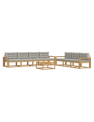 Set di divani da esterno 7 pcs Bianco e Grigio Chiaro