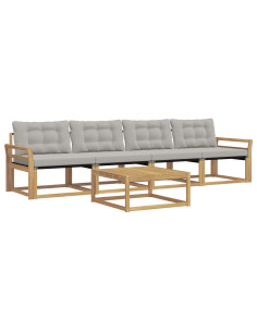 Set di divani da esterno 5 pcs Bianco e Grigio Chiaro 2