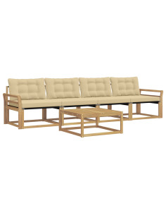 Set di divani da esterno 5 pcs Bianco e Beige 79 x 79 x 37 cm 2