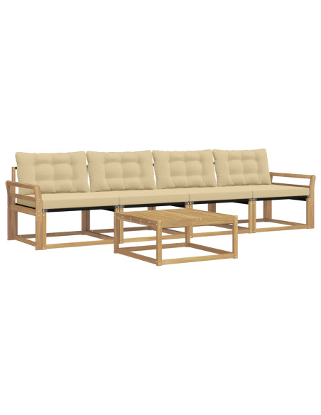 Set di divani da esterno 5 pcs Bianco e Beige 79 x 79 x 37 cm