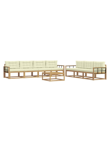 Set di divani da esterno con cuscino 7 pcs Bianco e Crema