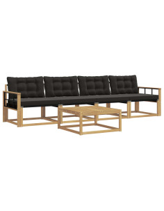 Set di divani da esterno 5 pcs Bianco e Nero 79 x 79 x 37 cm 2