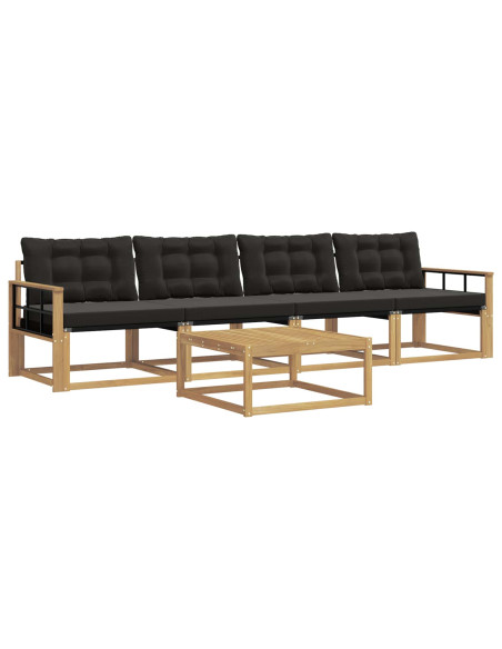 Set di divani da esterno 5 pcs Bianco e Nero 79 x 79 x 37 cm