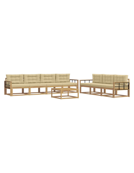 Set di divani da esterno con cuscino 7 pcs Bianco e Beige