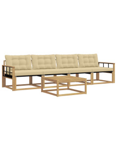 Set di divani da esterno 5 pcs Bianco e Beige 79 x 79 x 37 cm 2