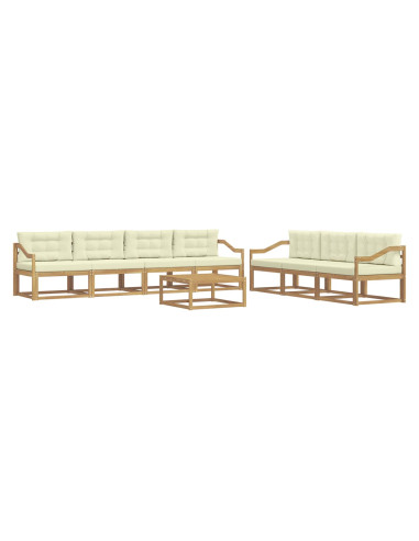 Set di divani da esterno con cuscino 7 pcs Bianco e Crema