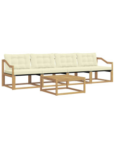 Set di divani da esterno 5 pcs Bianco e Crema 79 x 79 x 37 cm 2