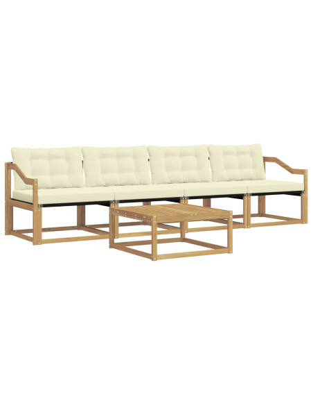 Set di divani da esterno 5 pcs Bianco e Crema 79 x 79 x 37 cm