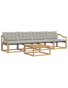 Set di divani da esterno 5 pcs Bianco e Grigio Chiaro 2