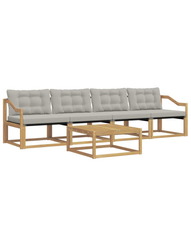 Set di divani da esterno 5 pcs Bianco e Grigio Chiaro