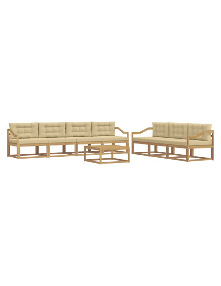 Set di divani da esterno con cuscino 7 pcs Bianco e Beige