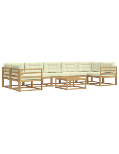 Set di divani da esterno con cuscino 6 pcs Bianco e Crema 2