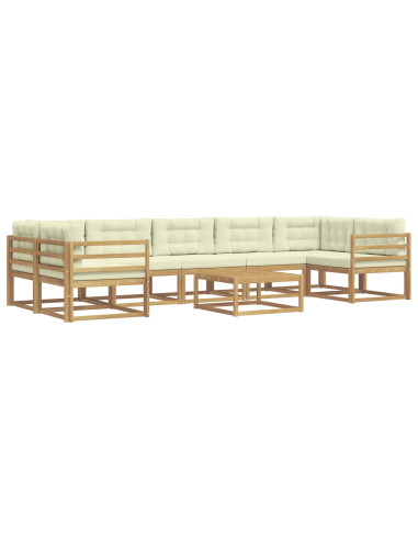 Set di divani da esterno con cuscino 6 pcs Bianco e Crema