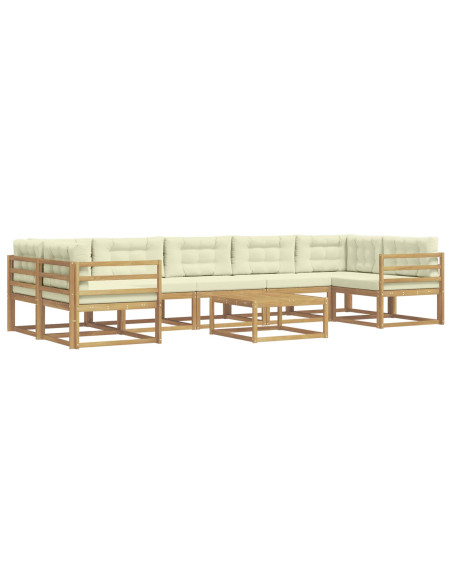 Set di divani da esterno con cuscino 6 pcs Bianco e Crema