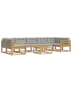Set di divani da esterno 6 pcs Bianco e Grigio Chiaro 2