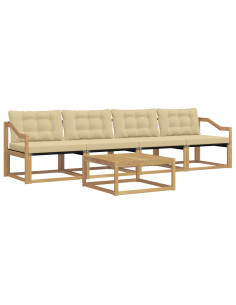 Set di divani da esterno 5 pcs Bianco e Beige 79 x 79 x 37 cm 2