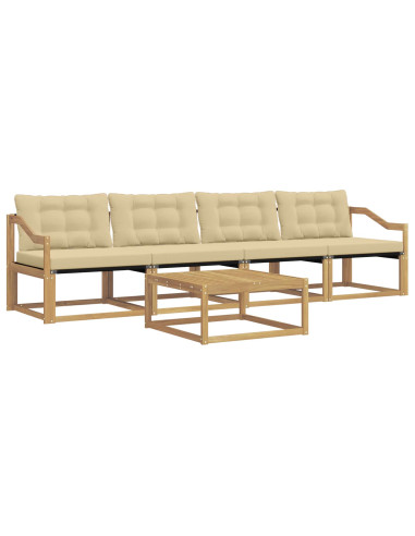 Set di divani da esterno 5 pcs Bianco e Beige 79 x 79 x 37 cm